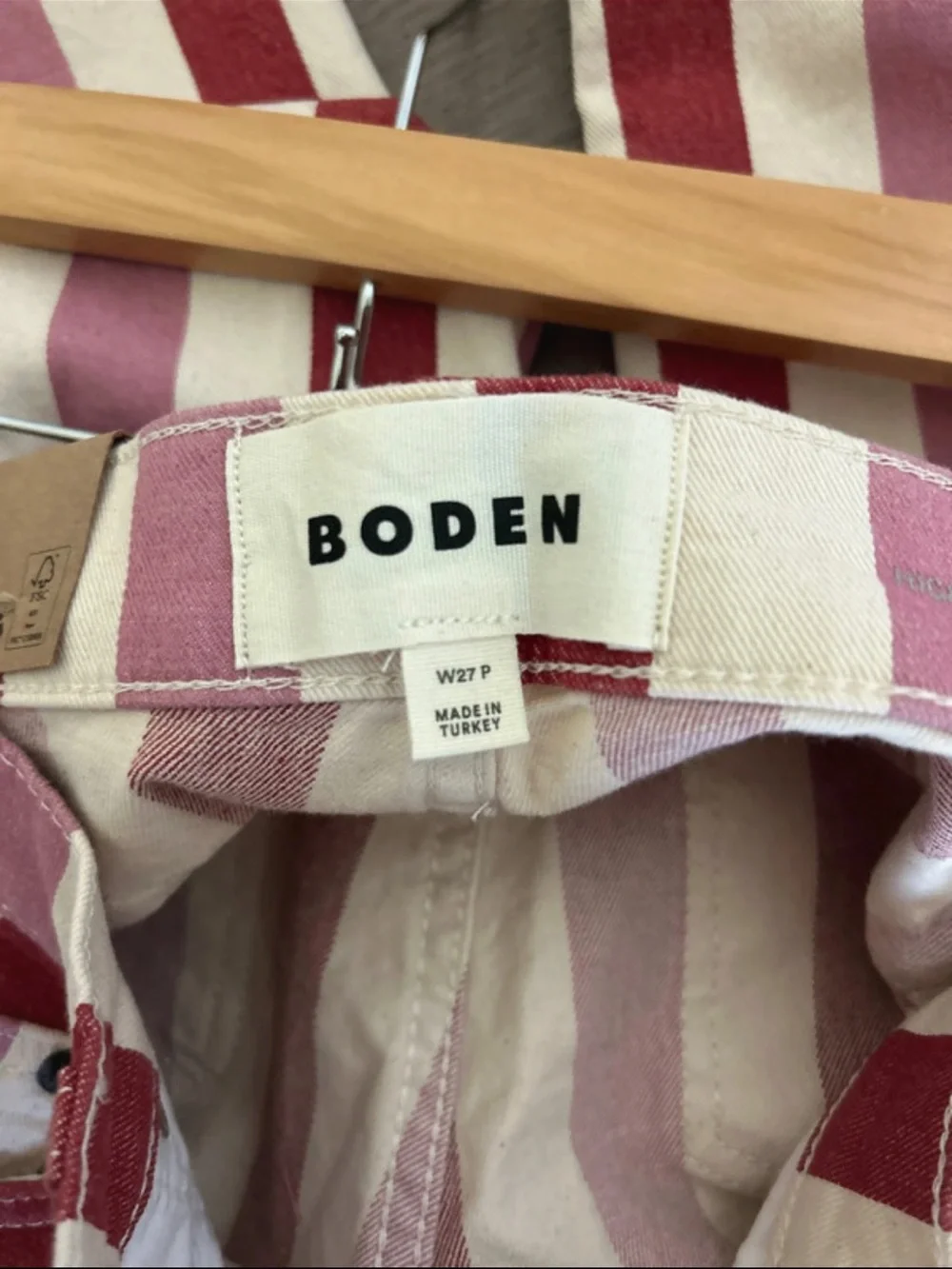 Boden Vertical Stripe Straight-Leg Jeans in Pink & Burgundy - Picture 4 of 7